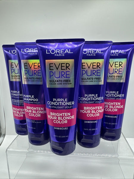 (6) L'Oreal EverPure Sulfate-Free Brass Toning Purple Shampoo & Conditioner 6.8o