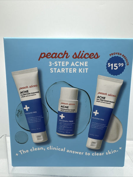 Peach Slices Acne3 Step Starter Kit Blemish Toner Cleanser Moisturizer Travel