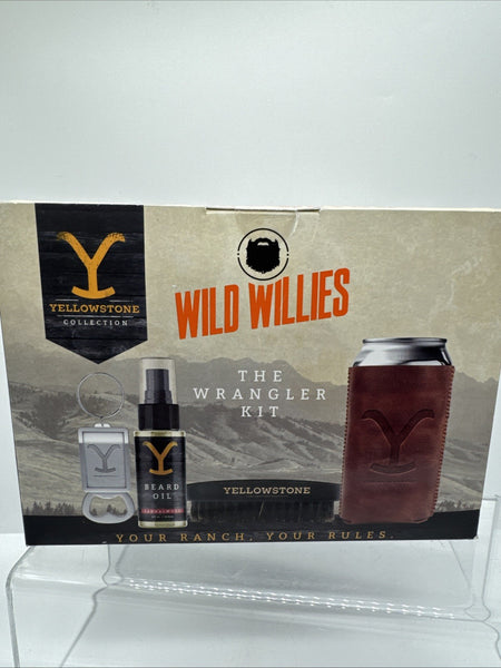 Yellowstone Wild Willies Beard Kit Gift Wrangler Oil Brush Keychain Can Sleeve