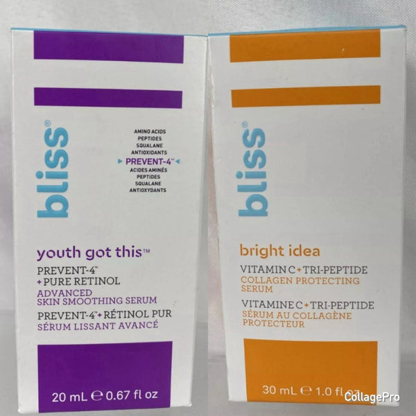 (2) Bliss Youth Got This & Bright Idea Prevent-4 Retinol Wrinkle Serum Vitamin C