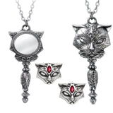 Valentine Day Set Alchemy Gothic P889 Sacred Cat Vanitas Necklace & E406 Earring