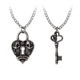 Alchemy Gothic P943 Key To Eternity 2pc Couples Necklaces Pendant Heart Key Lock