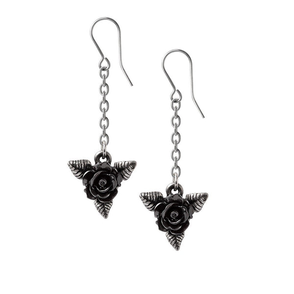 Alchemy Gothic E472 - Black Rose Droppers Earrings  Love Mystical