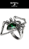 Alchemy Gothic R222 Green Venom Ring Crystal Spider England
