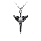 Alchemy Gothic P229 Wolverine Moon Pendant Necklace Pearl Silver Dagger 3D Wolf