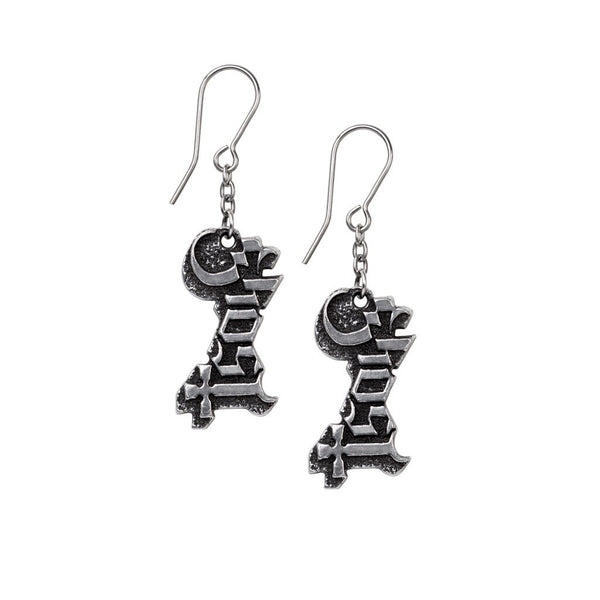 Alchemy Gothic PE16 - Ghost: Logo Earrings Dropper  Rocks Band