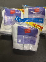 (6) Hanes Women's Crew Cushioned Heel & Toe Socks 5-9 Breathable 6oz +1 21 Pairs