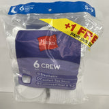 (6) Hanes Women's Crew Cushioned Heel & Toe Socks 5-9 Breathable 6oz +1 21 Pairs