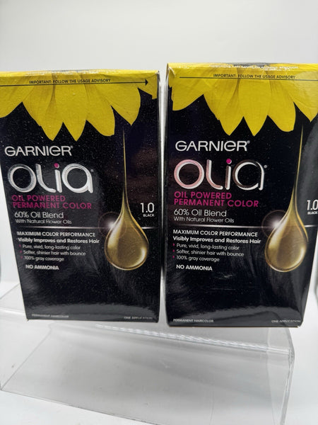 (2) 1.0 Black Garnier Olia Hair Color Ammonia-Free Hair Dye  Highlights