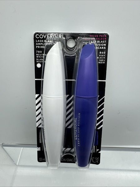 (2) COVERGIRL Lash Blast Fusion Mascara #860 Very Black & Amplify Primer 4 Total