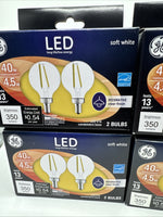 (4) GE 40w/4.5W Candelabra Base G16 Clear Dimmable LED Bulb Soft White 2-Pack Ea