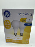 2pk GE Soft White 3 Way Light Bulb 50/200/250 A21 580-3915 Lumen COMBINESHIP