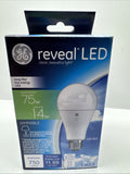 (3) GE 75w/14w Lighting 45657 Reveal LED A21 Light Bulb 750 Lumen