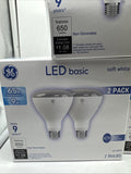 (3) GE 65w/9w LED Basic BR30 Indoor Floodlight Non-Dimmable 2 Bulbs