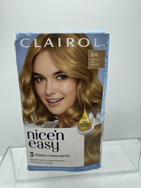 Clairol 8A medium ash blonde Nice n Easy Permanent Hair Color Condition Highligh
