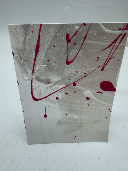 ACEO Pearl Splatter 7/9 Abstract Pink Drip Mini Art Card Painting Collection ATC
