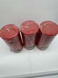 (4) Candle lite Apple Cinnamon Pillar Candle 2.75" X 6"  Red Holiday Fall Scent