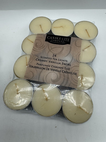 Candle-lite vanilla Swirl Tea Light Candle 24 Pack Holiday Fall Red COMBINESHIP