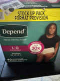 Depend Fresh Protection Incontinence Underwear for Women, Large, 40 Ct 38-44"
