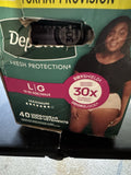 Depend Fresh Protection Incontinence Underwear for Women, Large, 40 Ct 38-44"