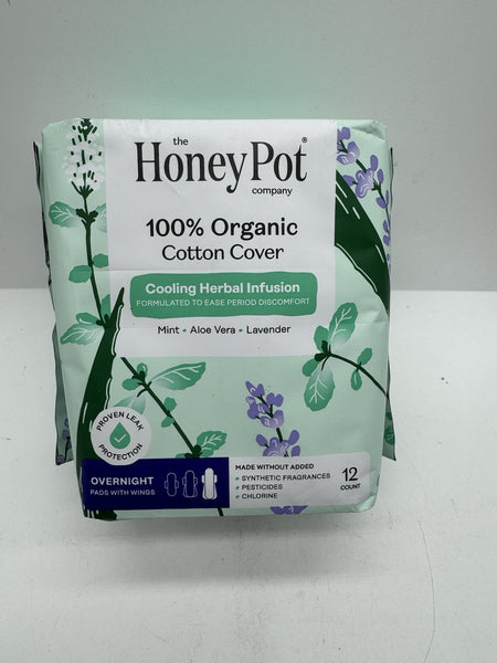 The Honey Pot Company Herbal Overnight Pads w/Wings 12ct