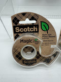 (2) Scotch Magic Greener Tape 123 3/4in x 600in Refill Dispenser Clear Plant Bas
