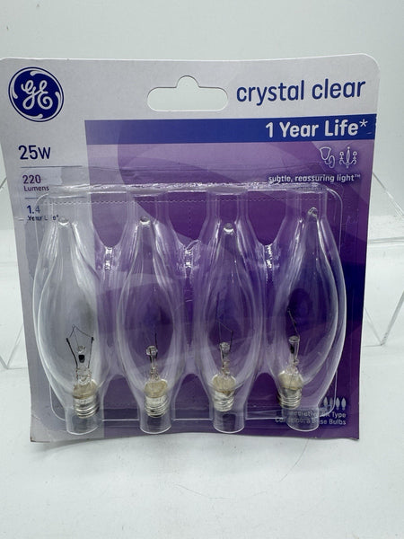 GE Candelabra Bulb, Crystal Clear CA Type 25w - (4 Pack) COMBINESHIP