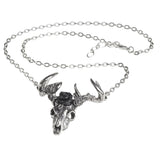 Alchemy Gothic P807 White Hart Black Rose Pendant Necklace Stag Skull Elizabetha