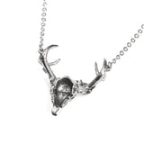 Alchemy Gothic P807 White Hart Black Rose Pendant Necklace Stag Skull Elizabetha