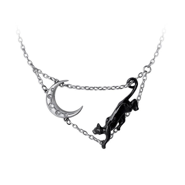 Alchemy Of England P879 - Minnaloushe Moon Cat Black Necklace Gothic Pendant