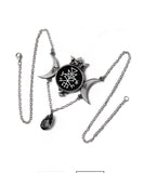 Alchemy Gothic P969 Wycca Queen Necklace Pendant triple Moon Wisdom Gray Crystal