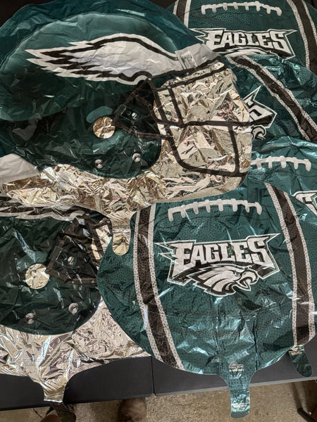 (7) Philadelphia Eagles Shape 21" 5x Football & 2x 24" Helmet Foil Balloon Party