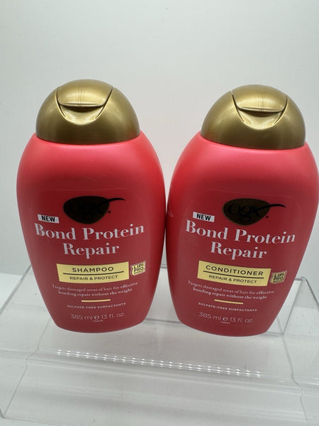 (2) OGX Bond Protein Repair Conditioner & Shampoo 13oz Damaged Hair Repair