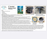 4” Aerated Bottom Drain Evolution Aqua Koi Pond 1" Air Line Membrane Diffuser