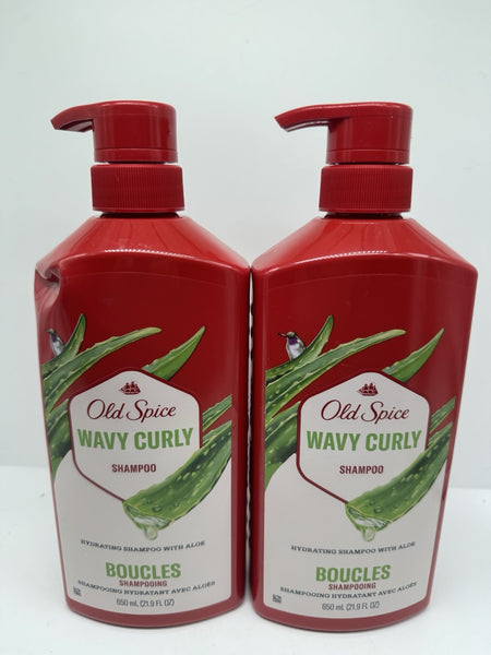 (2)  Old Spice Wavy Curly Shampoo Aloe & Avocado Oil Large With Pump 21.9oz