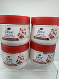 (4) Dove Pomegranate Seeds & Shea Butter Body Scrub 15Oz Exfoliate Nourish