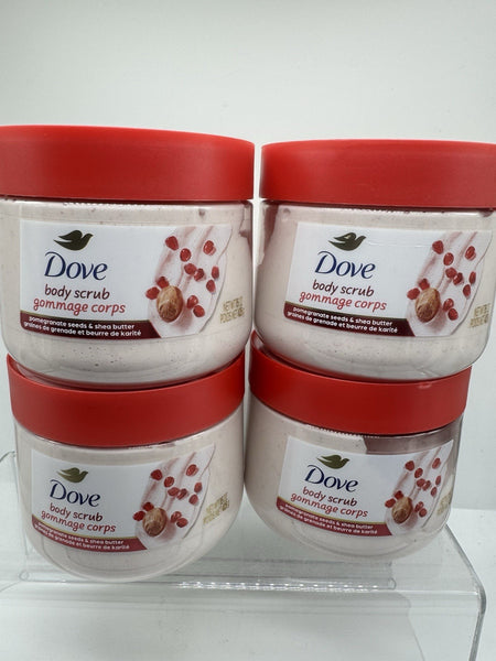 (4) Dove Pomegranate Seeds & Shea Butter Body Scrub 15Oz Exfoliate Nourish