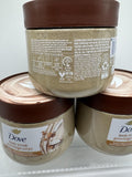 (3) Dove Coconut & Brown Sugar  Body Scrub 15Oz Exfoliate Nourish Jar Shower
