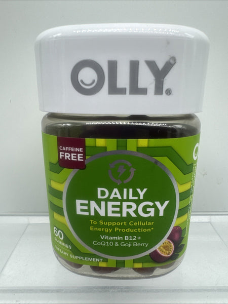 OLLY Daily Energy Gummies 60 Count  B12 CoQ10 Goji Berry Caffeine Free 12/25