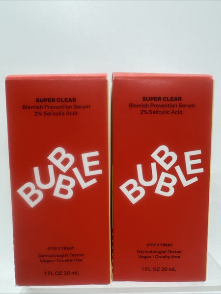 (2) Bubble Super Clear Acnee Treat Serum Blemish Breakout Spot 1oz Step2