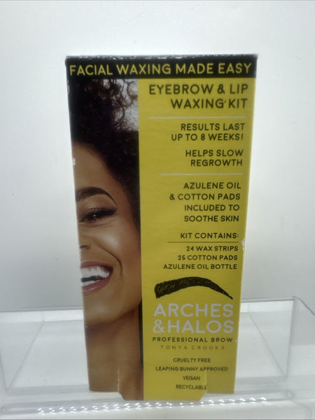 Arches & Halos Eyebrow & Lip Waxing Kit 24 Wax Strips  25 Cotton Pad Azulene Oil