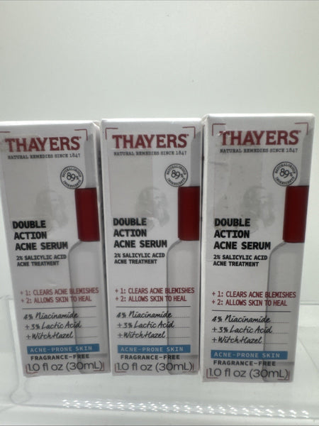 (3) Thayers Double Action Serum Niacinamide Lactic Witch Hazel Acne30mL