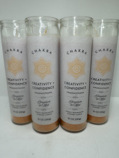 (4) Chakra Swadhisthana Creativity Confidence Passion Candle Geranium & Mint