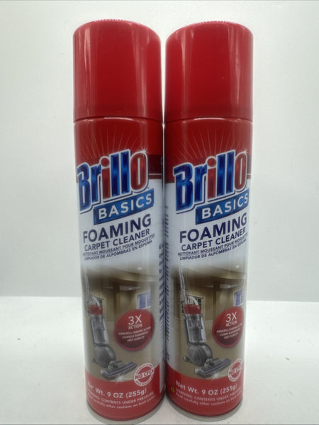 (2) Brillo Basics Foaming Carpet Cleaner Deodorize Restore Fibers  9 oz