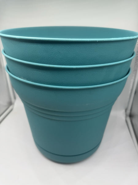 (3pk) Bloem Saturn Planter 12" Bermuda Teal Durable Plastic 3 Gallon COMBINESHIP