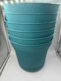 6 Pack Bloem Saturn Planter 12" Bermuda Teal Durable Plastic 3 Gallon & Saucer