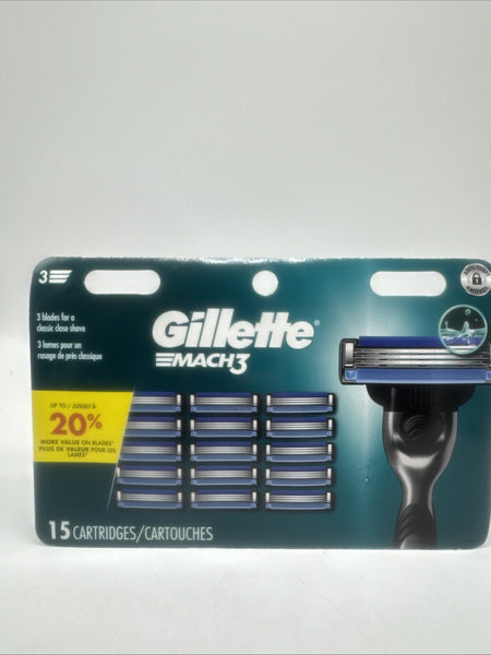 Gillette Mach3 Razor Blade Refills 15 Cartridges COMBINESHIP