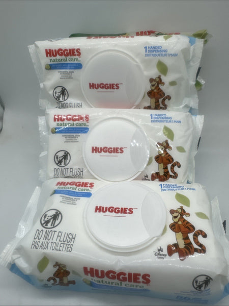 (3) Huggies Natural Care Cucumber, Aloe and Vitamin E Baby 56 Count
