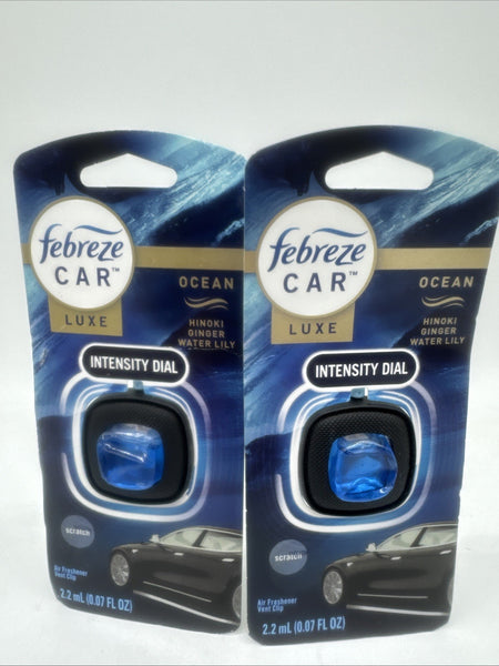 (2) Febreze Car Ocean Scent Car Vent Clip Odor Air Freshener Ginger Water Lily