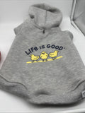 Medium Life Is Good Dog Hoodie Jacket Fleece Chicks Chick Peeps Gray Winter